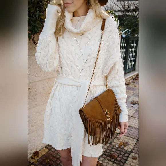 Free People New Cream Turtleneck Sweater Dress. Size S/M. KNIT - Picture 3 of 13